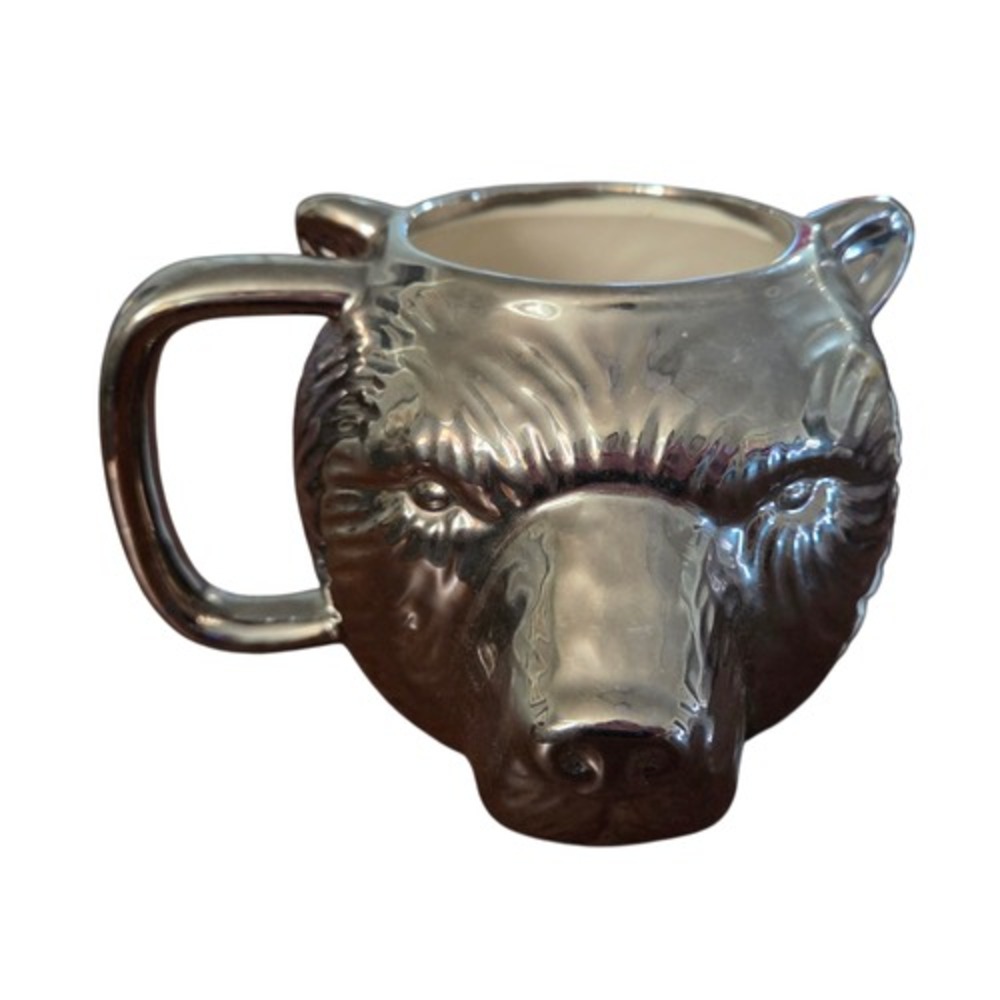 Paladone Large Silver Metallic Bear Shaped Right Handed Ceramic Mug Adorable